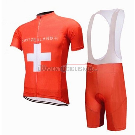 Abbigliamento Ciclismo Svizzera Manica Corta 2018 Rosso